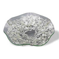 Silver Plated Small Tray - 7x7x3 Inch | Elegant Gift Accessory With Glass Top Design