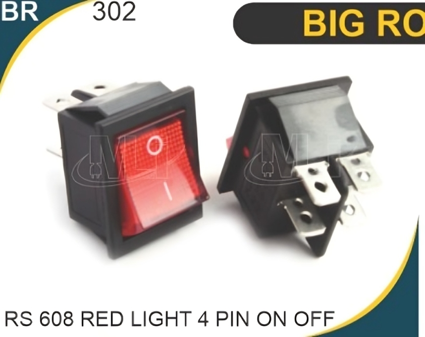 Rocker Switch Red Light 4 Pin On Off