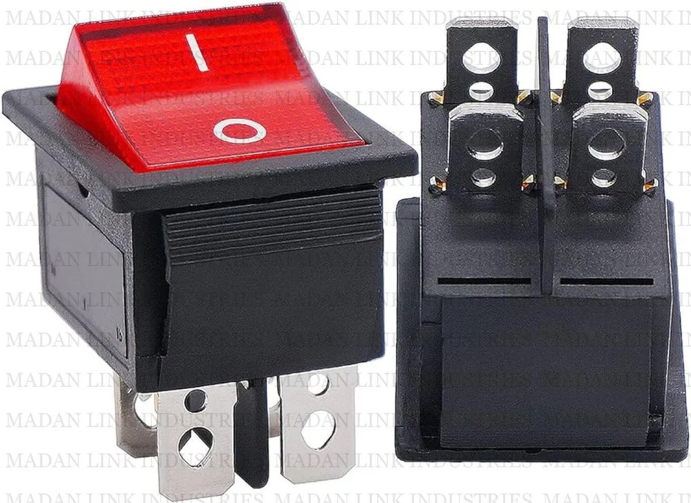 Rocker Switch Red Light 4 Pin On Off