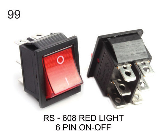 ROCKER SWITCH RED 6 PIN ON-FF