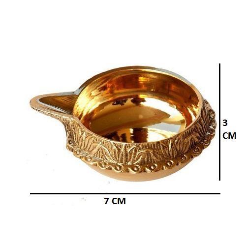 Brass Diya - 2.8x3.2x1.2 Inches Antique Yellow Finish | Handmade Metal Art Ideal For Prayers & Decorations Perfect Gift For Any Occasion