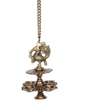 Hanging Bird Diya mad in Brass with 4 Deepak Antique Finish Home Decor Oil lamp