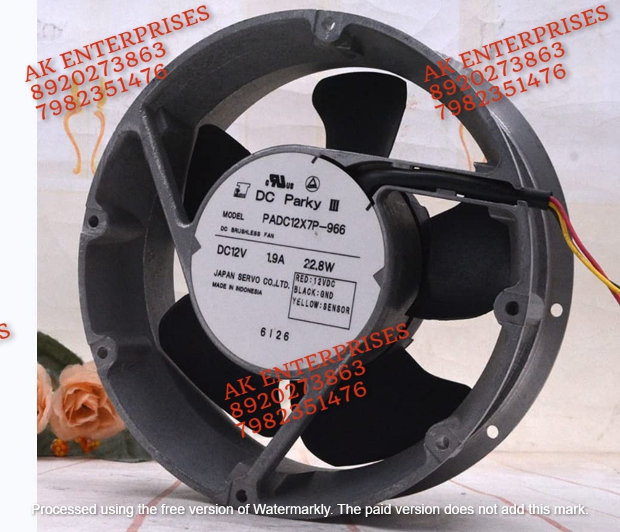 SERVO PADC12X7P-966 Axial Fan 12V-1.9a/22.8 DC Brushless Air Cooling Fan 3500 RPM 172 * 172 * 51mm 3Wire (Metal)