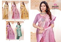 Parvati Multicolor Nylon Fabric Saree -25966 - Material: Silk