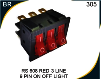 Rocker Switch 3 Line 9 Pin On Off Redlight - Color: Red