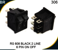 Rocker Switch Black 2 Line 6 Pin On-off - Contact Resistance: 250v  16amp Volt Per Ampere (v/a)