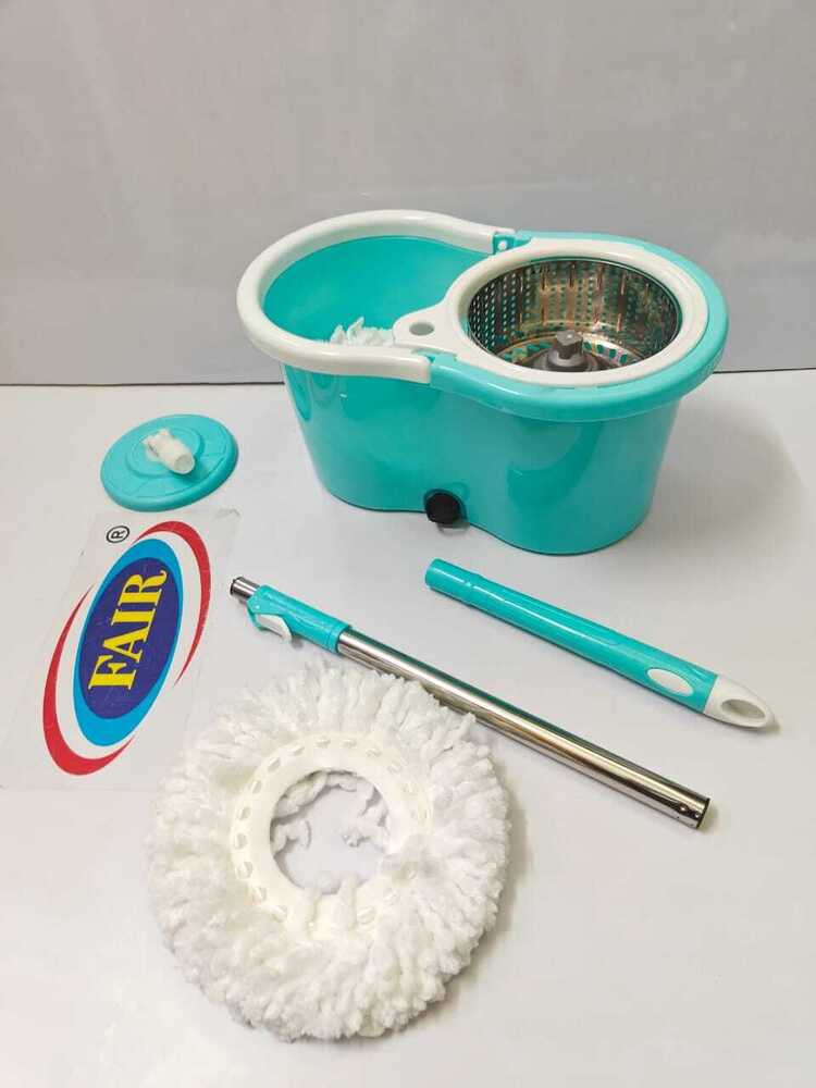 Steel Mop Bucket - Microfiber Mop Head With 6.5l Plastic Capacity Assorted Colors | Built-in Wringer Round Shape Includes 2 Extra Mop Refills