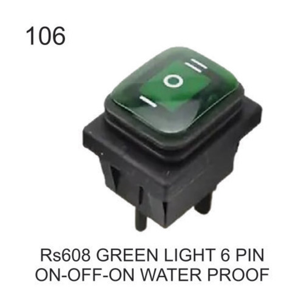 Rs 608 Green Light 6 Pin On-Off-On Waterproof