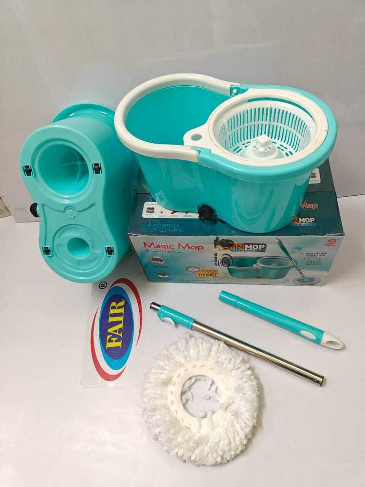 Plastic Mop Bucket - Plastic, 360-degree Spinning Head, Assorted Colors | Hands-free Mop Remover, Machine-washable Microfiber Mop Head