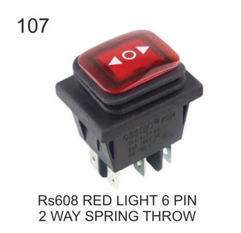 RS608 RED LIGHT 6 PIN 2 WAY SPRING THROW WATERPROOF, 3 Position (Center OFF)