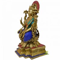 Laksmi Ganesha Statue in Dual Stone work Finish Metal Brass Decorative god idol Home decor  Gift