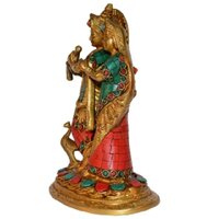 Radha Krishna Turquoise Coral Stone work