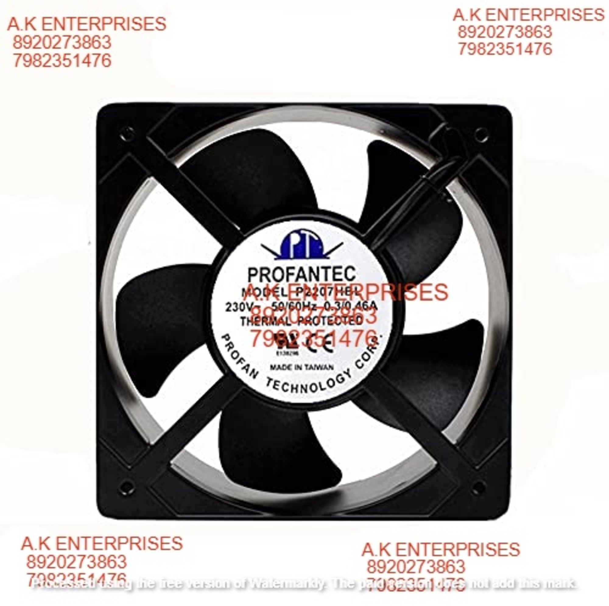 PROFANTEC P2207HBL Axial Fan 230V~50/60Hz 0.3/0.46A DC Brushless Air Cooling Fan 3200 RPM 205 * 205 * 72mm 2-Wire