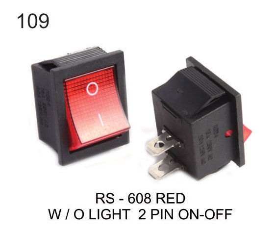 RS 608 RED W/O LIGHT 2 PIN ON-OFF