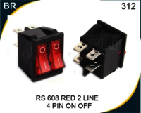 Rocker Switch Red Light 2 Line 4 Pin On-off - Material: Copper