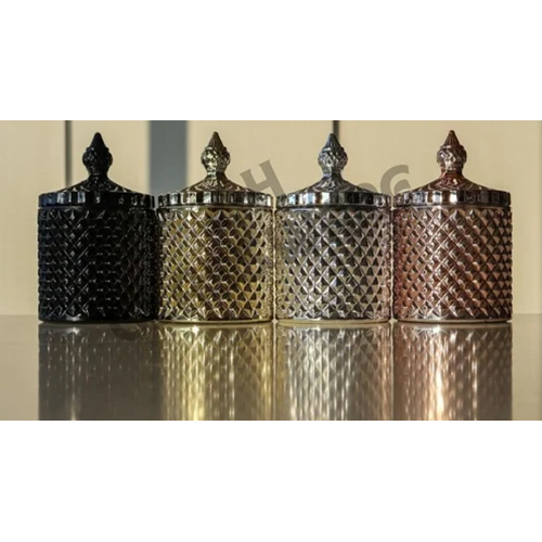 Glass Candle Votive Metallic Finish candy jar
