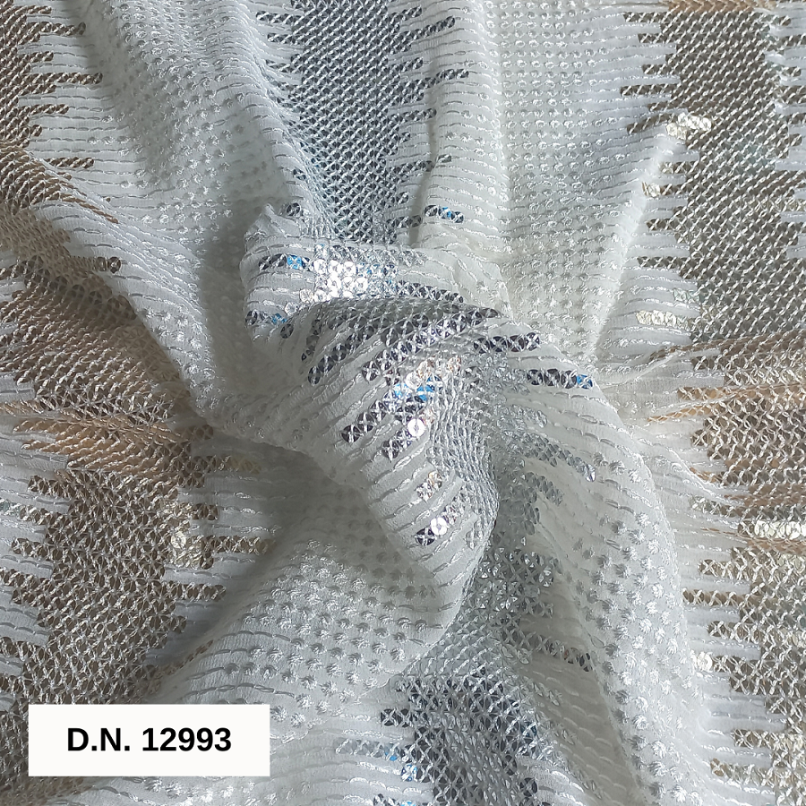 Premium Sequins Embroidered Georgette Fabric For Luxury Apparel