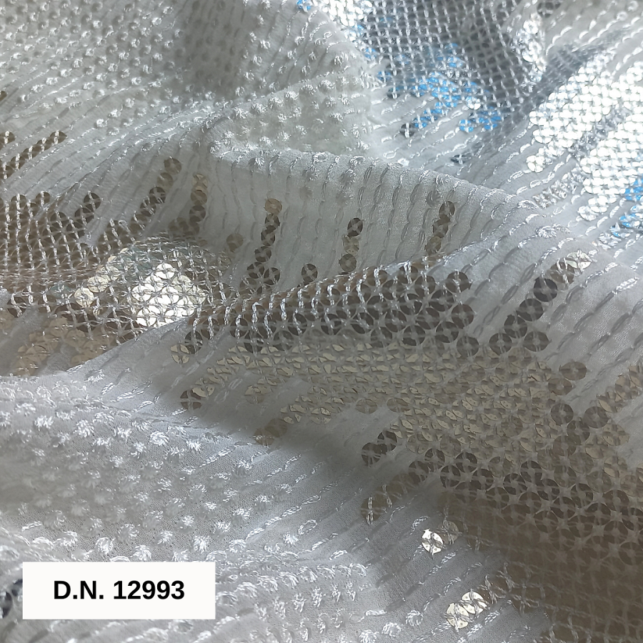 Premium Sequins Embroidered Georgette Fabric For Luxury Apparel