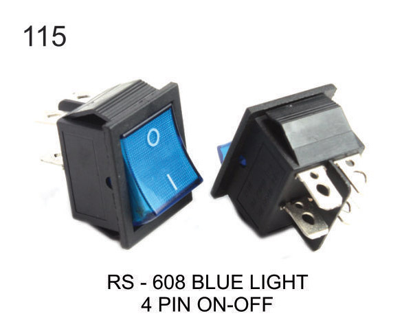 ROCKER SWITCH BLUE LIGHT 4 PIN ON-OFF