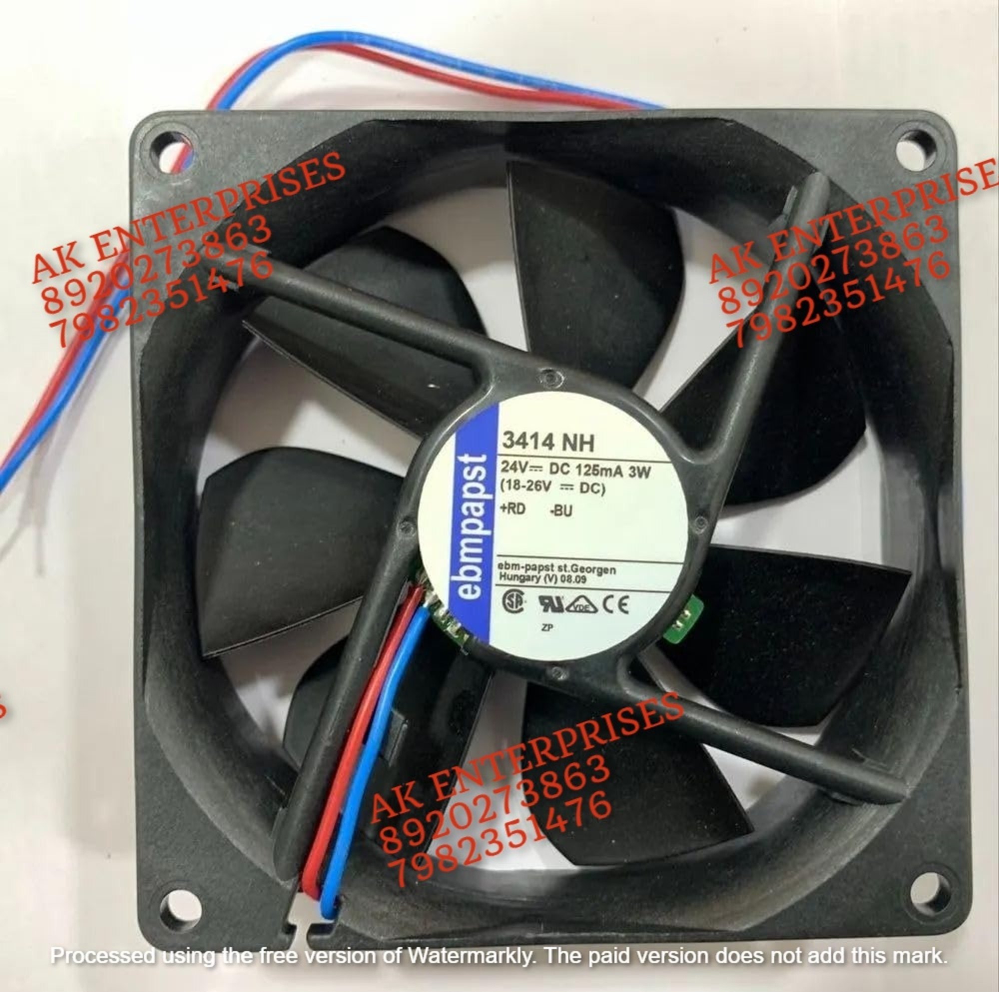 ebmpapst 3414NH Axial Fan 24V-0.13A 3.0W DC Brushless Air Cooling Fan 3000 RPM 92 * 92 * 25mm 2-Wire