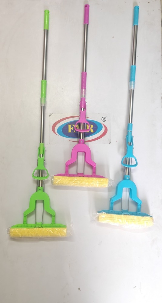 Namaste Mop - Pva Material, Fluorescent Green And Pink, Super Water Absorbency For All Flooring | Easy Squeeze, Extendable Aluminium Handle, Replaceable Head