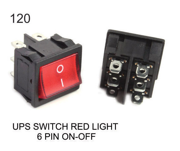 UPS SWITCH RED LIGHT 6 PIN ON-OFF