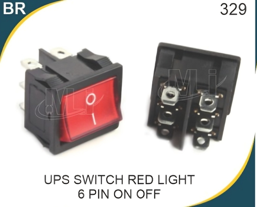 Rocker Switch Red Light 6 Pin On Off