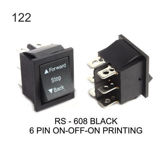 ROCKER SWITCH BLACK 6 PIN FORWARD-STOP- BACKWARD