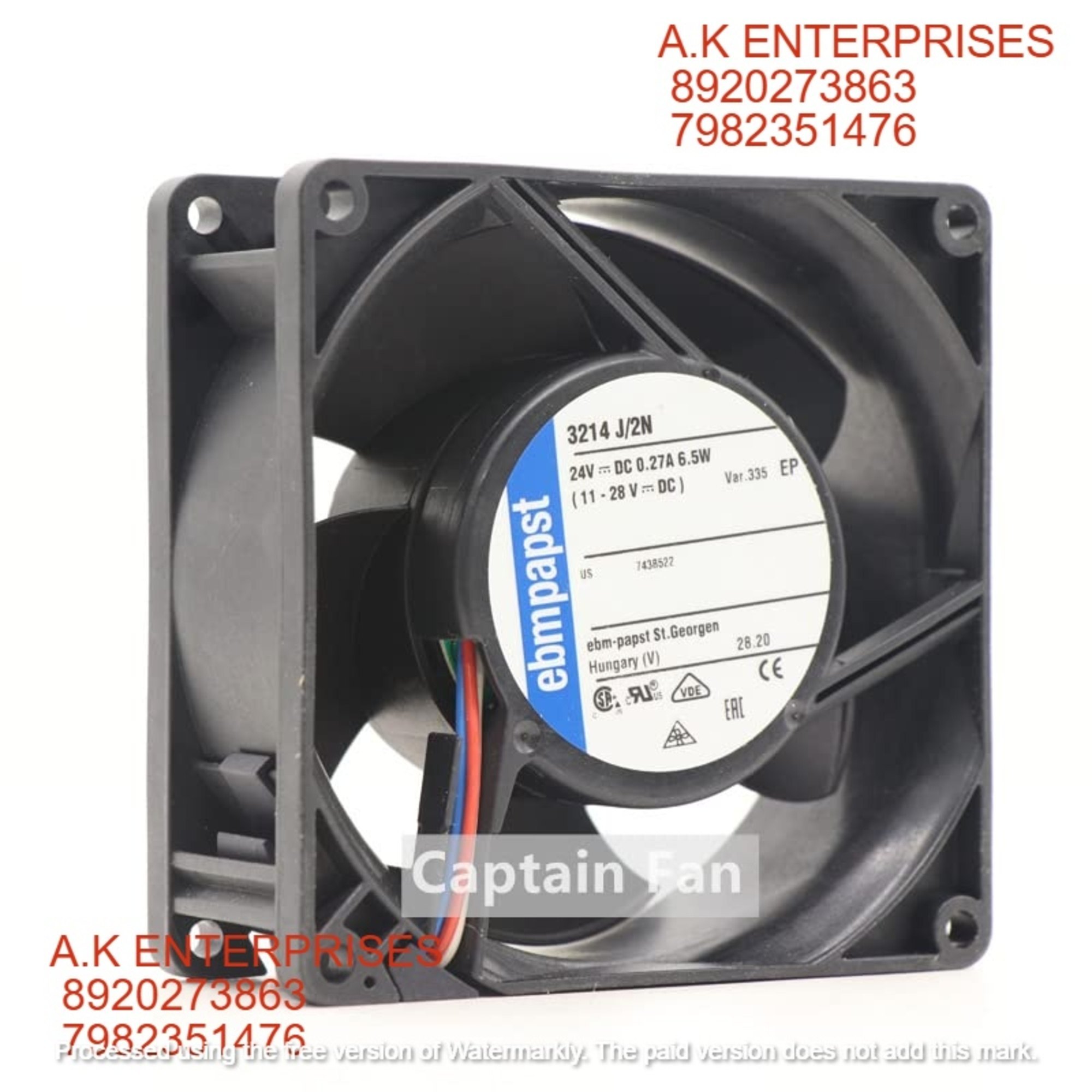 EBM PAPST 3214 J/2N-335 9238 24VDC 0.27A 6.5W Axial Fan