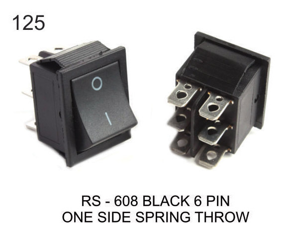 ROCKER SWITCH BLACK 6 PIN ONE SIDE  SPRING THROW