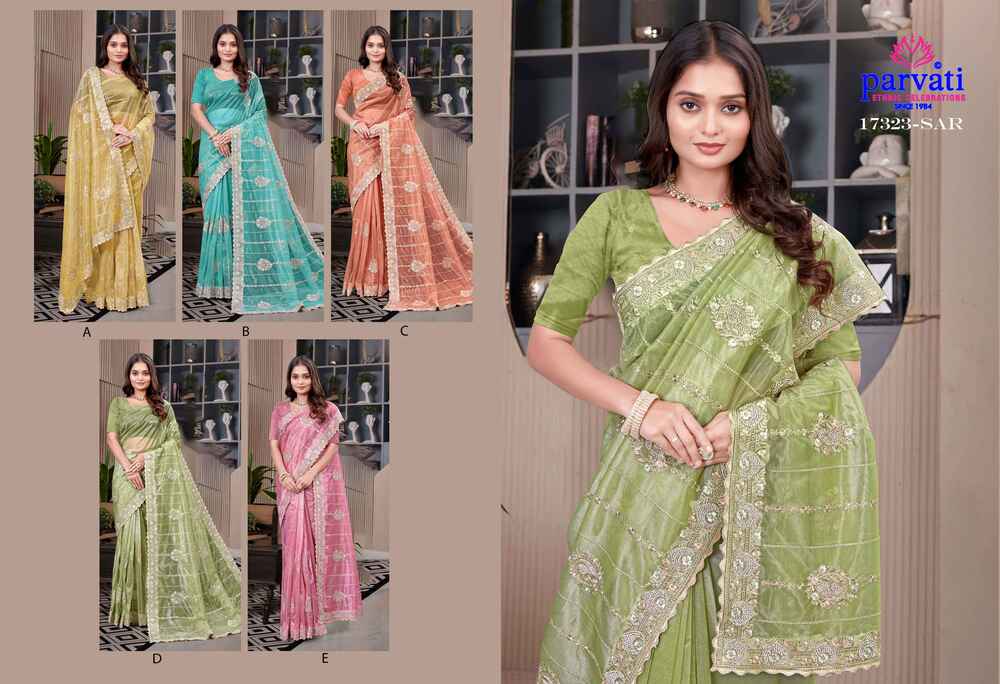 Parvati Multicolor Net Fabric Saree -17323