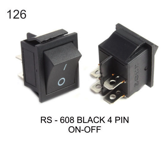 ROCKER SWITCH BLACK ON-OFF 4 PIN