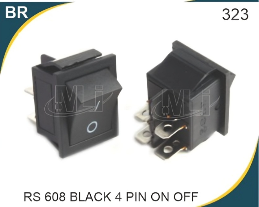 Rocker Switch Black On Off 4 Pin