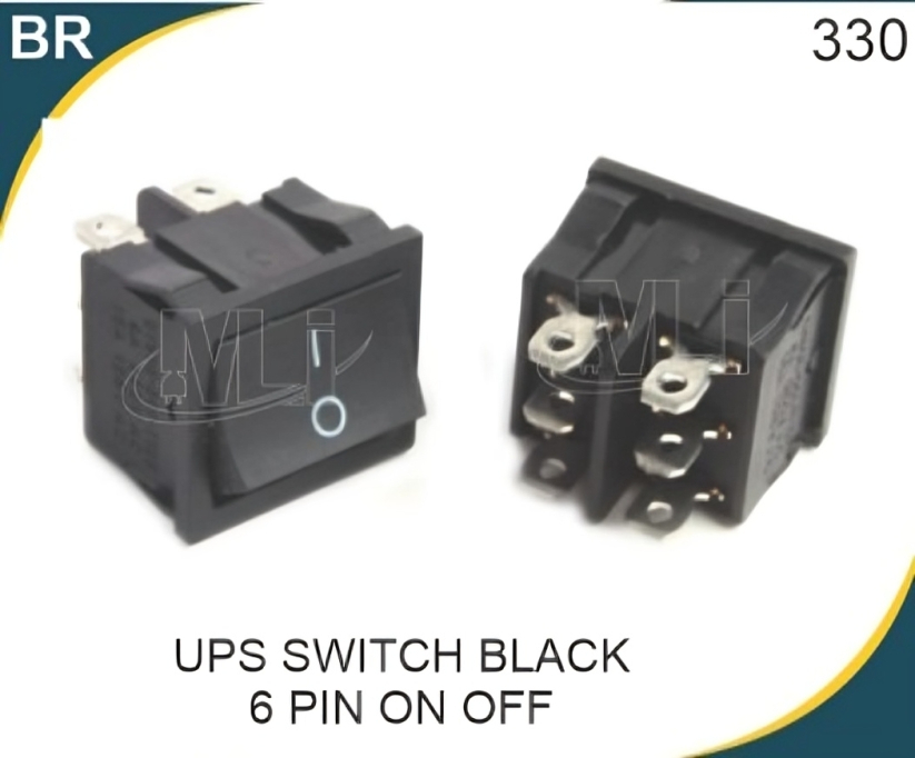 UPS Rocker Switch Black 6 Pin On Off On