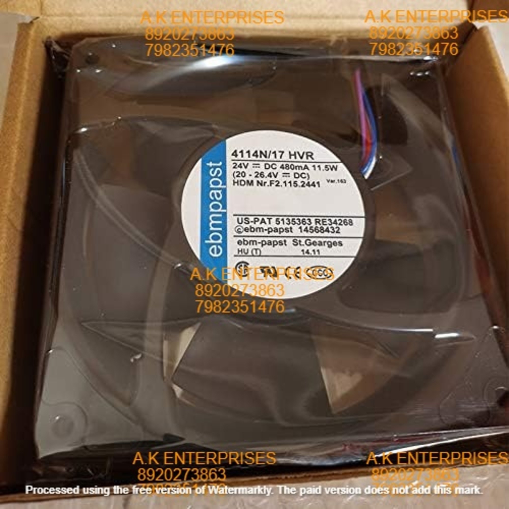 ebm papst Converter Fan 4114N/17 HVR 12012038MM DC24V 480MA 11.5W