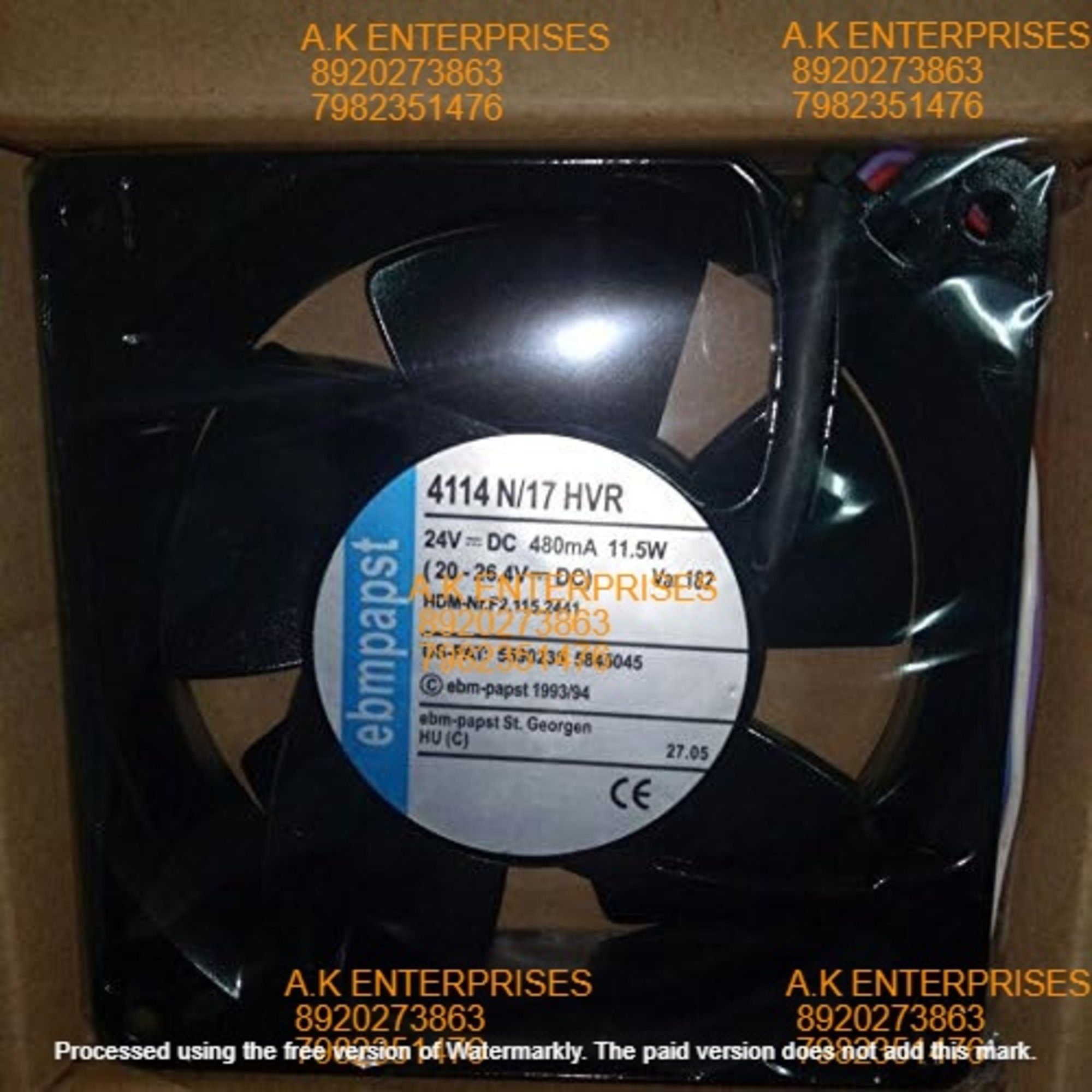 ebm papst Converter Fan 4114N/17 HVR 12012038MM DC24V 480MA 11.5W