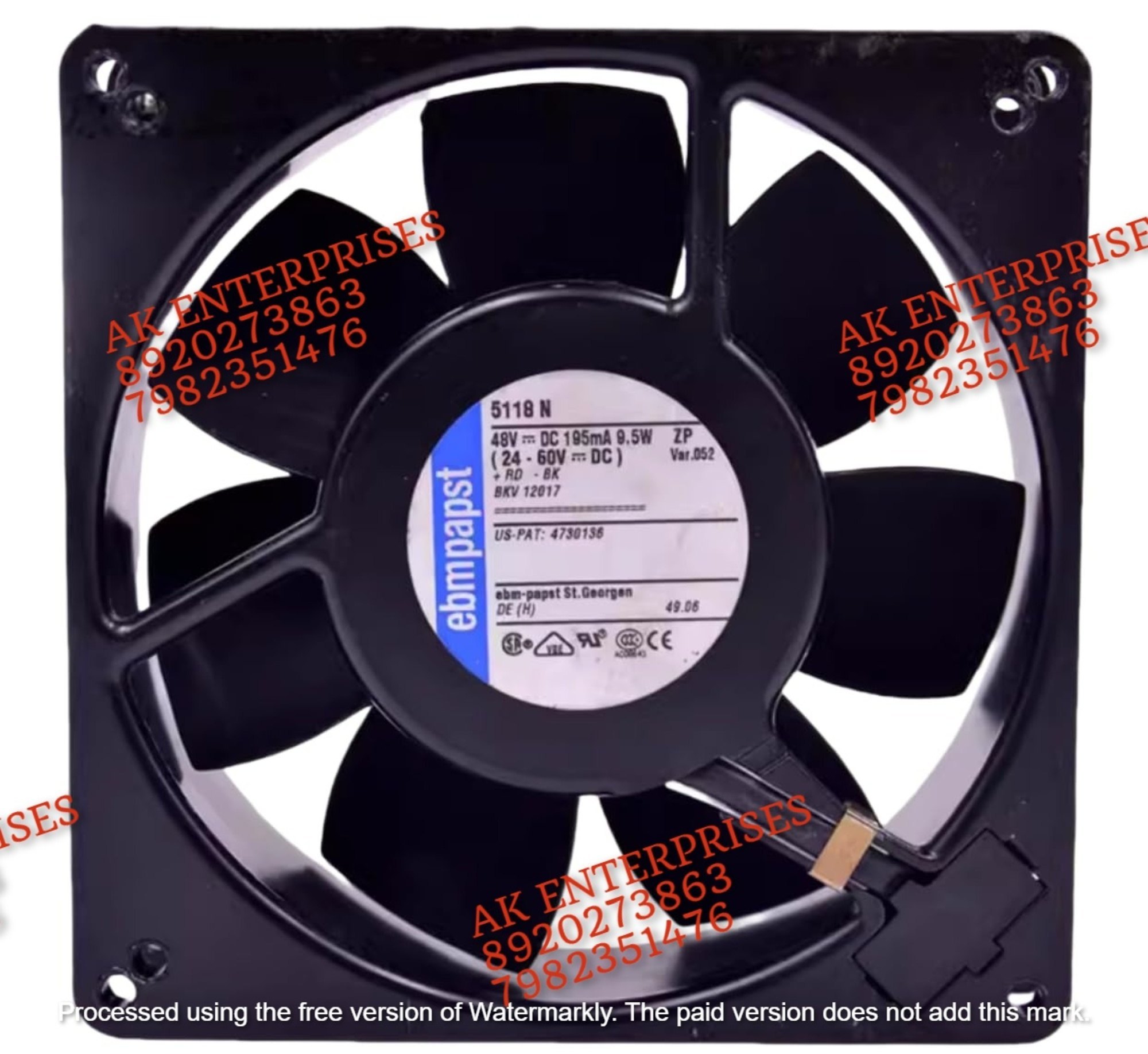  EBMPAPST 5118N Axial Fan 48V=0.20A 9.5W 2900r/min DC Brushless Air Cooling Fan 135 * 135 * 38mm 2-Wire (Metal)