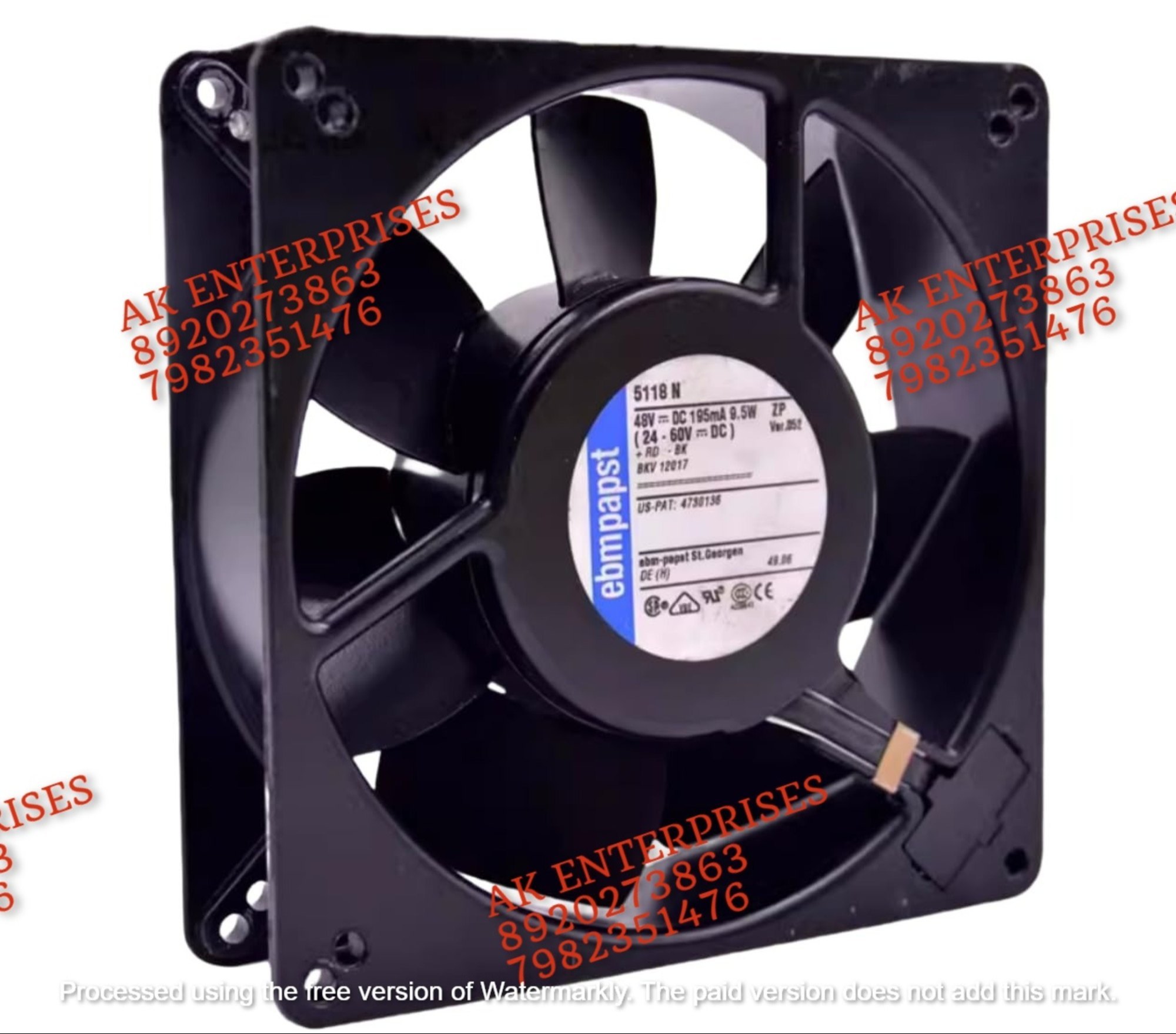  EBMPAPST 5118N Axial Fan 48V=0.20A 9.5W 2900r/min DC Brushless Air Cooling Fan 135 * 135 * 38mm 2-Wire (Metal)