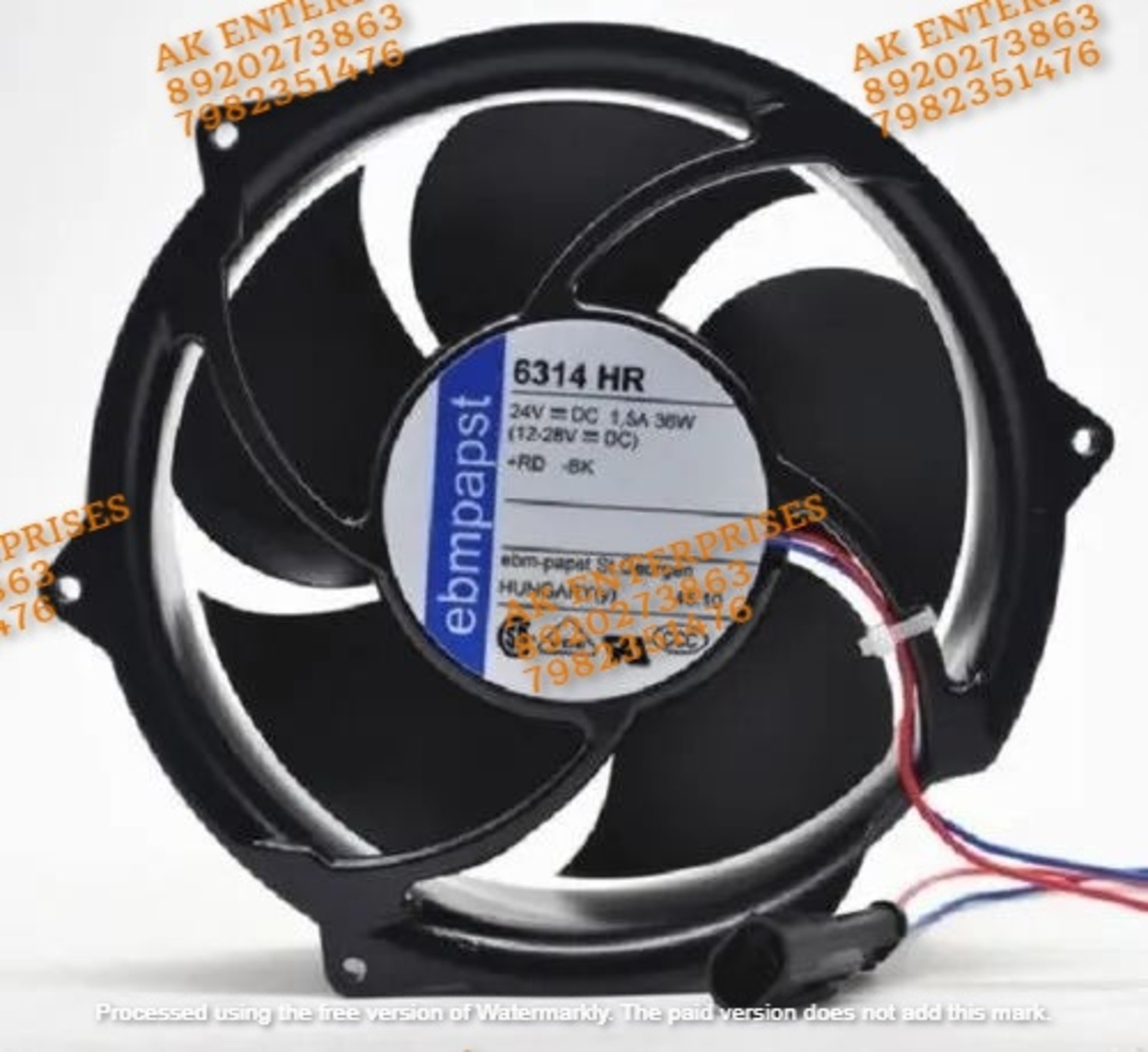 Ebmpapst 6314 HR Axial Fan 24V-1.5A 36W DC Brushless Air Cooling Fan 4250 RPM 172 * 172 * 51mm 2-Wire (Metal)