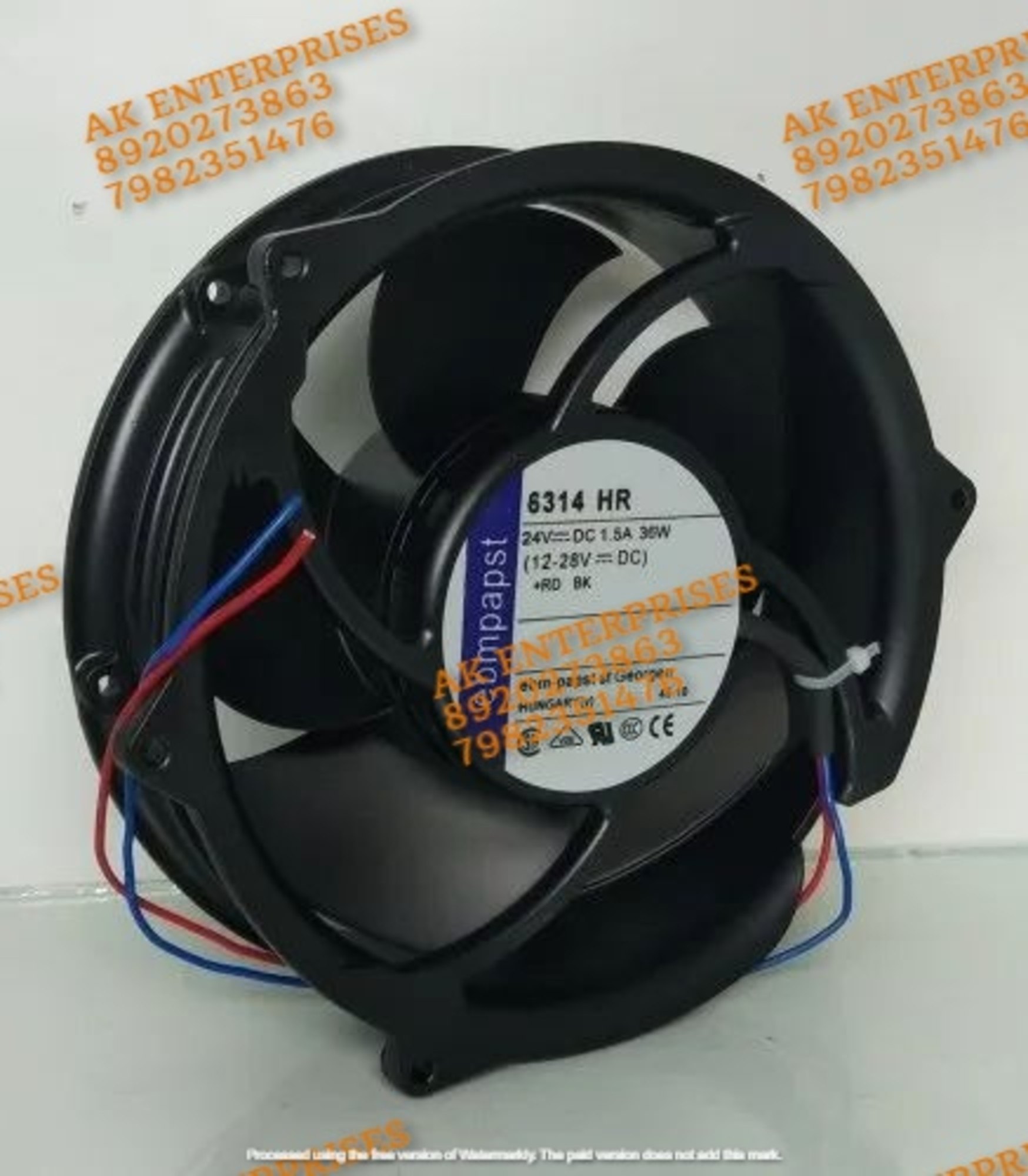 Ebmpapst 6314 HR Axial Fan 24V-1.5A 36W DC Brushless Air Cooling Fan 4250 RPM 172 * 172 * 51mm 2-Wire (Metal)