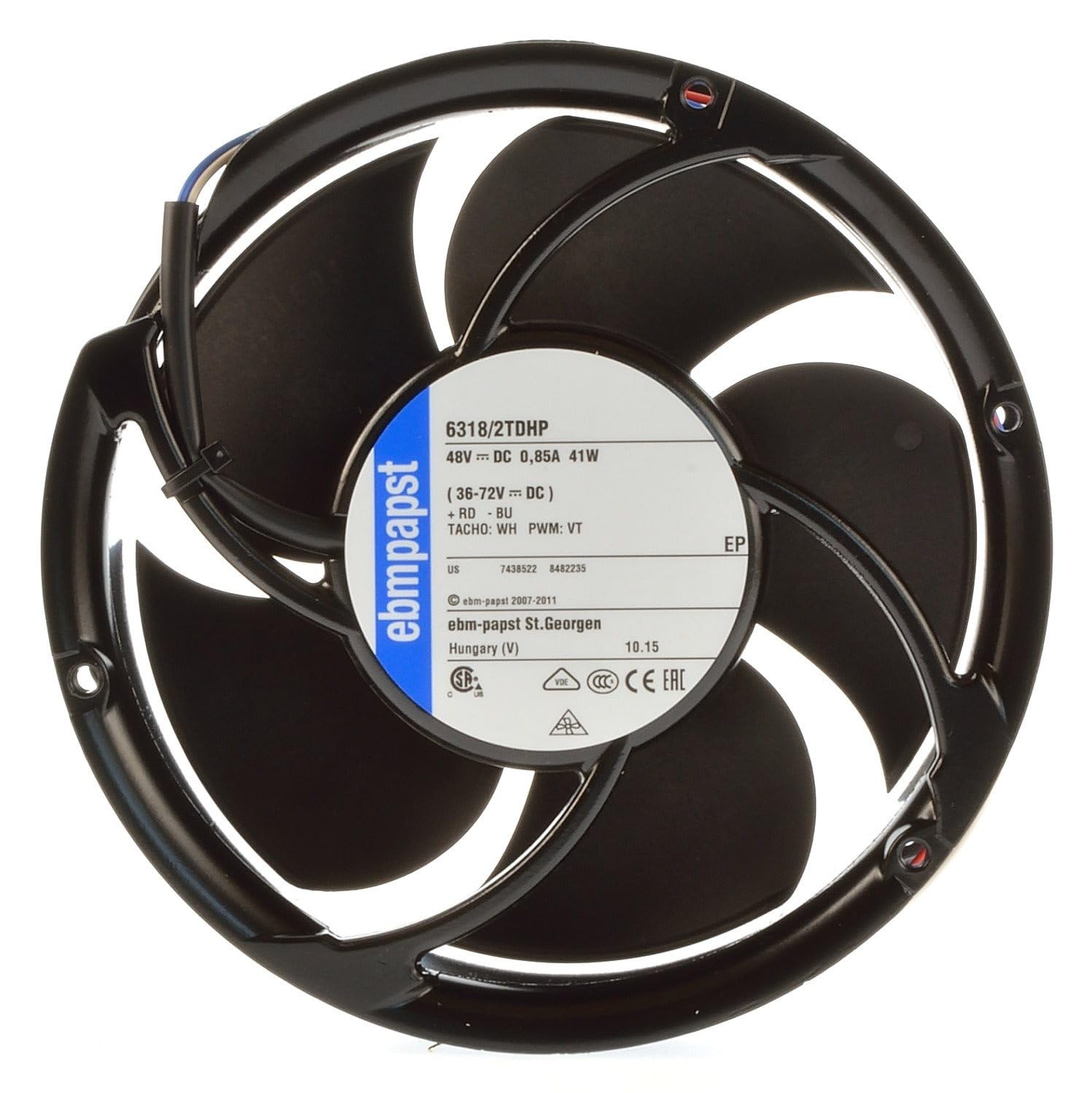  EBMPAPST 6318/2TDHP Axial Fan 48V=0.85A 41W DC Brushless Air Cooling Fan 7000 RPM 172 * 172 * 51mm 4-Wire (Metal)