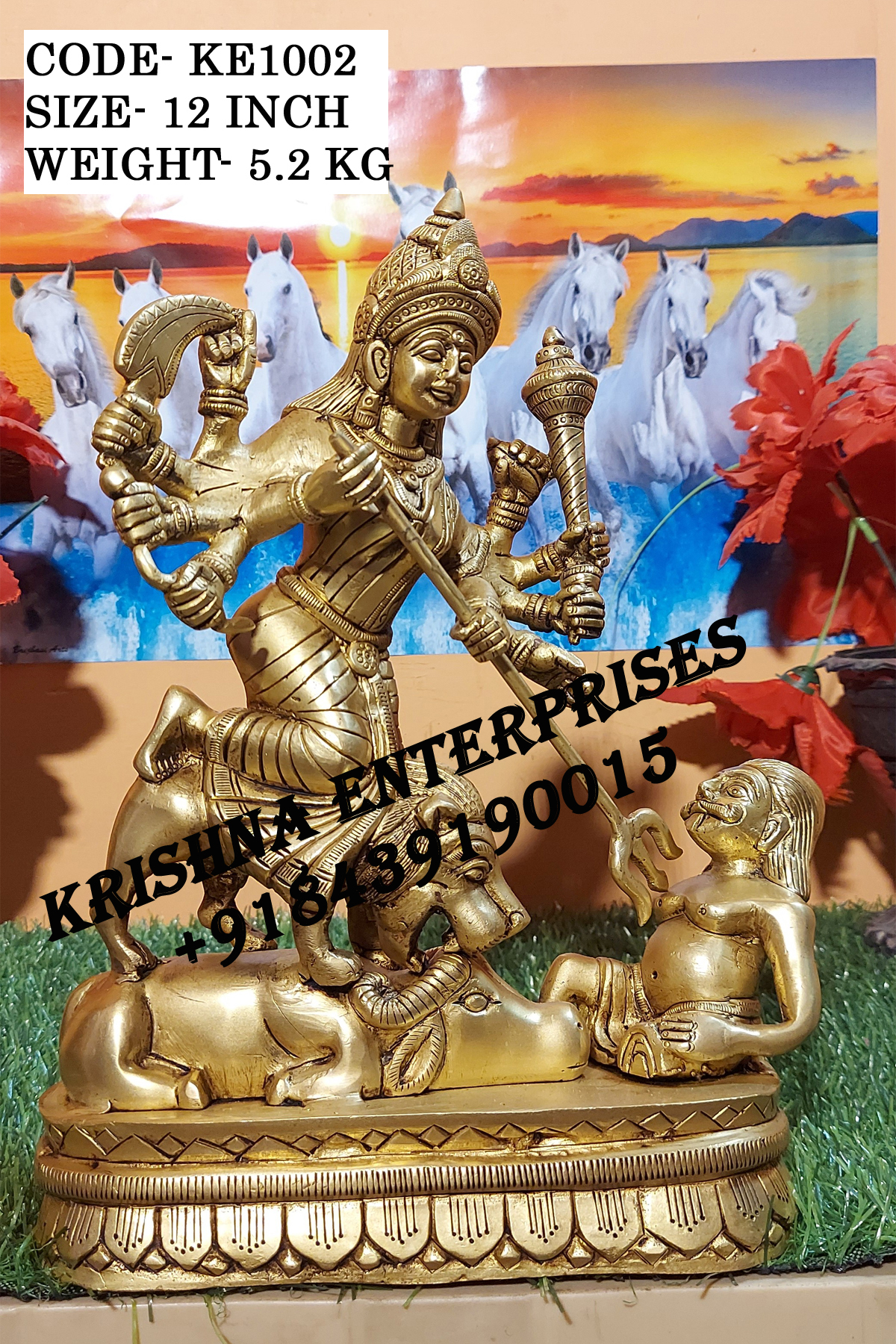 BRASS MAHISHASUR MARDINI STATUE