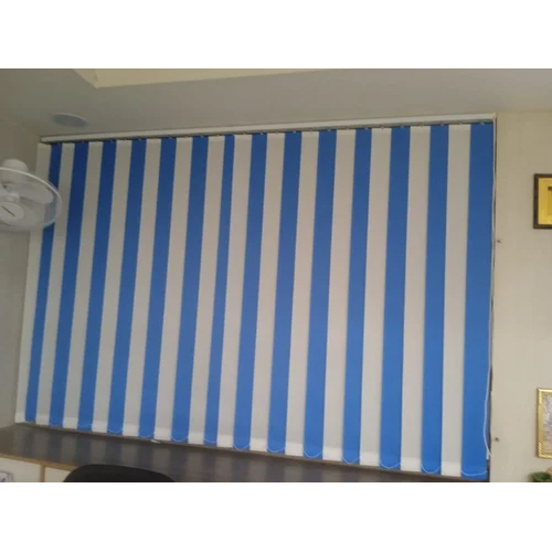 Pvc Vertical Window Blind - Color: White And Blue