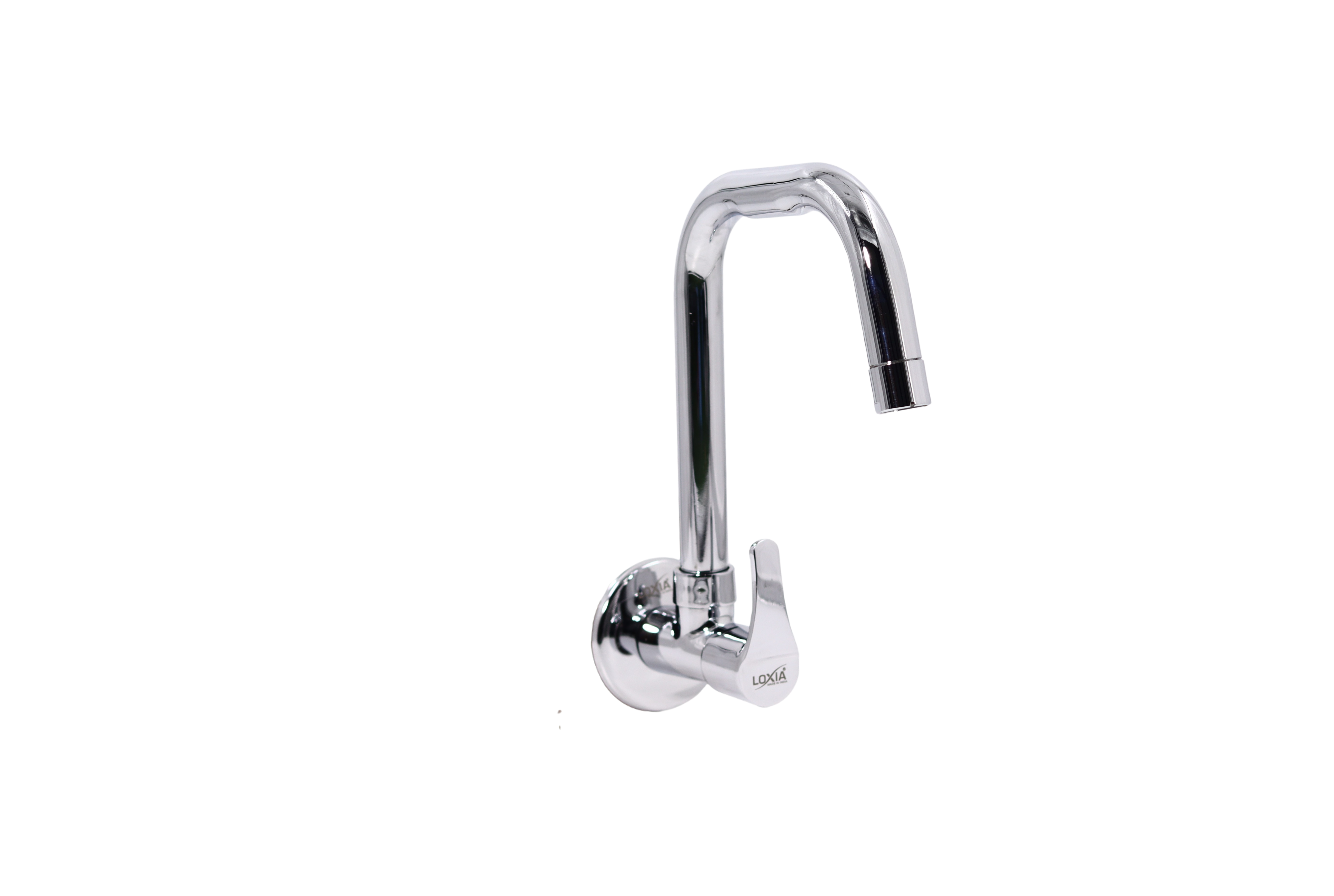 Loxia Step J Band Sink Cock 15" - Brass Body, Stainless Steel Spout, Chrome Finish | 360-degree Rotating Spout, Rust-resistant, Durable Heavy-duty Design