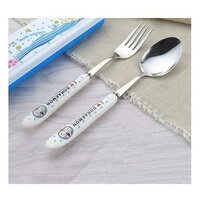 CherryBox Stainless Steel Spoon & Fork Cutlery Set for Kids - Cartoon Baby Feeding