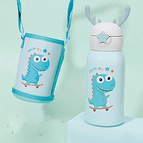 CherryBox Horns Cap - Sipper Water Bottle - Stainless Steel Flask 500 ML Bottle with Double Wall Flask with Straw Insulated