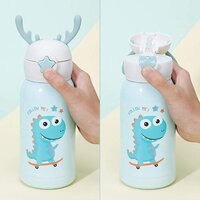 CherryBox Horns Cap - Sipper Water Bottle - Stainless Steel Flask 500 ML Bottle with Double Wall Flask with Straw Insulated