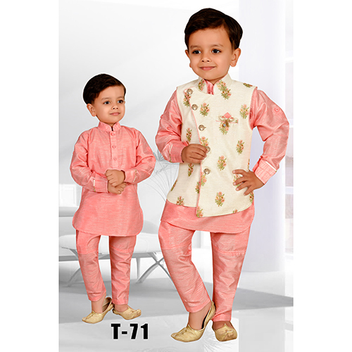 Kurta Pajama Set - Cotton Blend, Sizes For Boys 5-6 Years And Above, Classic Black, Full Sleeves Design, High-quality Ethnic Wear