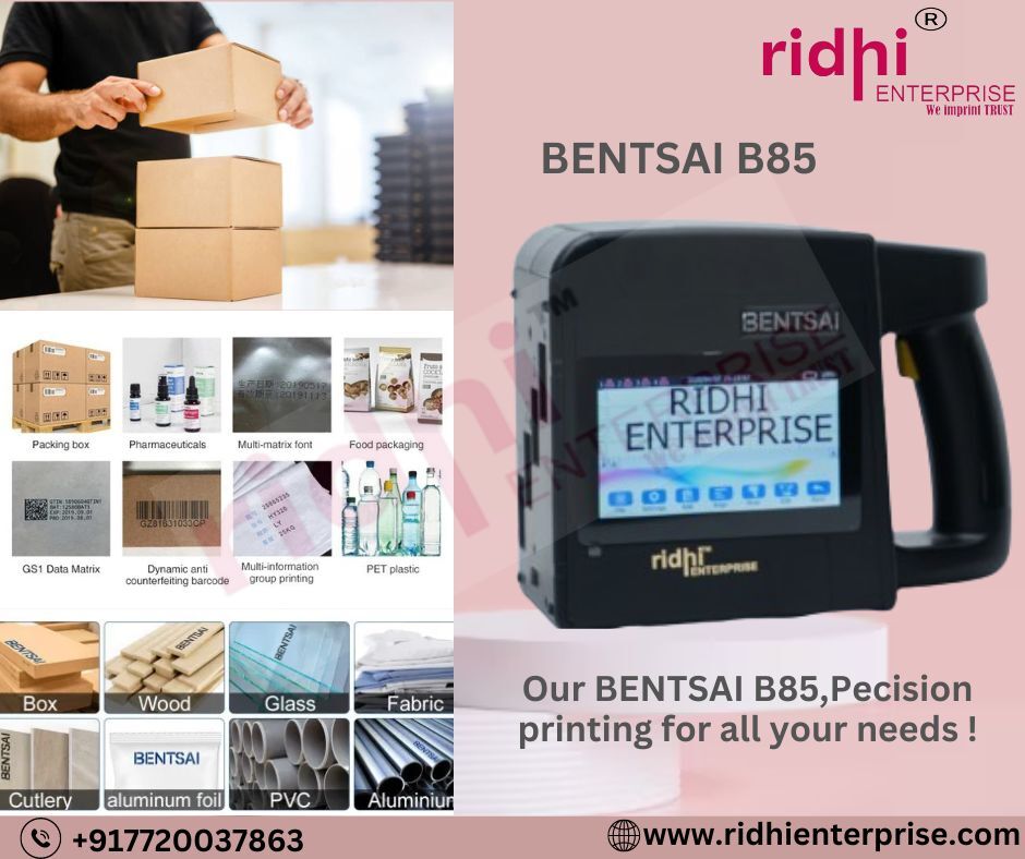 Re-bentsai B85 - 5-inch Color Lcd Handheld Inkjet Printer | Versatile For Printing On Cartons, Seeds Industry, 4 Nozzles, 300 Dpi