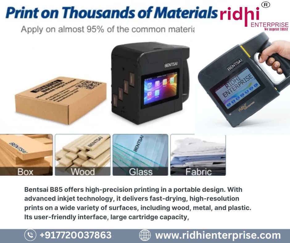 Re-bentsai B85 - 5-inch Color Lcd Handheld Inkjet Printer | Versatile For Printing On Cartons, Seeds Industry, 4 Nozzles, 300 Dpi